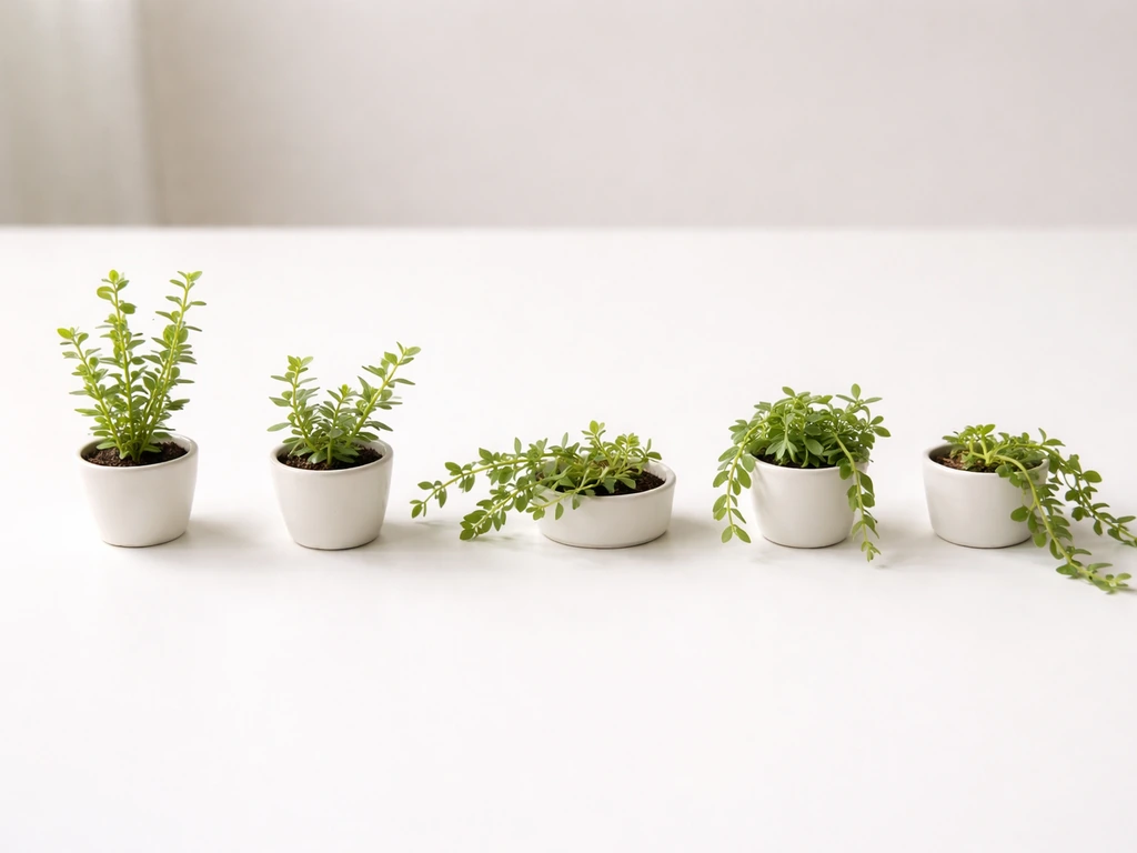Five simple plant stem silhouettes showing parallel, horizontal, prostrate, procumbent, and creeping growth forms