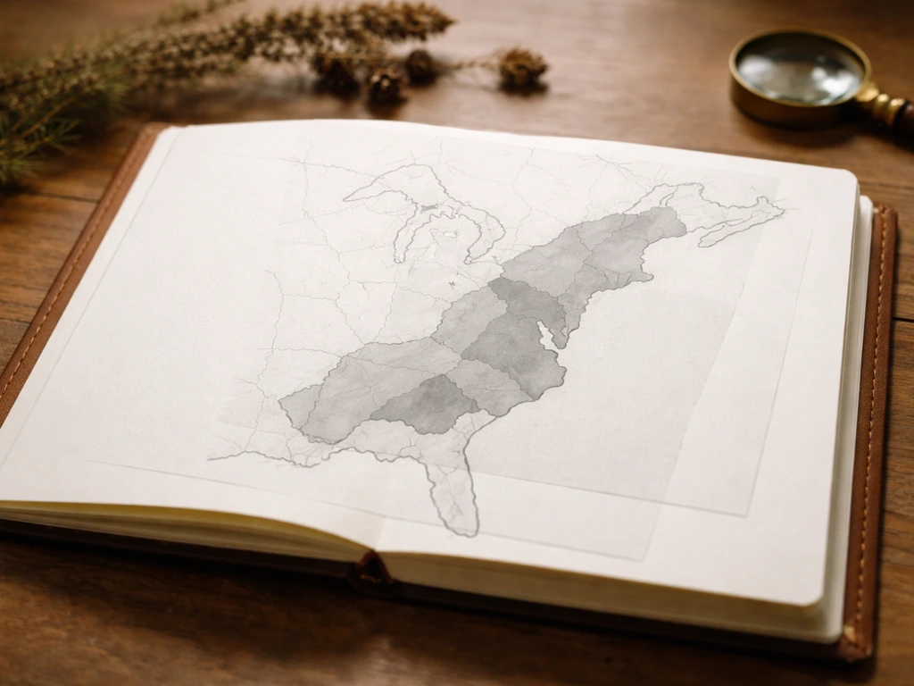 Notebook paper overlaid with subtle shaded regions suggesting Indian pipe core range and gaps in eastern North America.